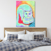 Hübsches Abstraktes Malen der weißen Katze Leinwanddruck (Insitu (Schlafzimmer))