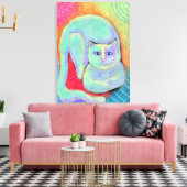 Hübsches Abstraktes Malen der weißen Katze Leinwanddruck (Insitu (Wohnzimmer))