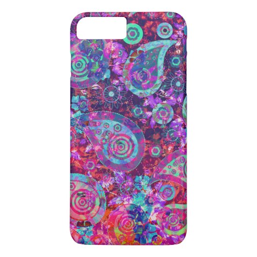 Hübsches abstraktes Rosa und Aqua Paisley Case-Mate iPhone Hülle (Rückseite)