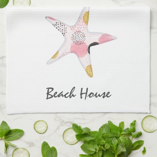 Hübsches Abstraktes Starfish Beach House Geschirrtuch (Gefaltet)