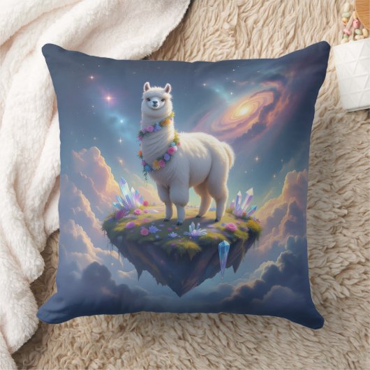 Hübsches Alpaca auf einer Insel im Himmel Kissen (Decke)