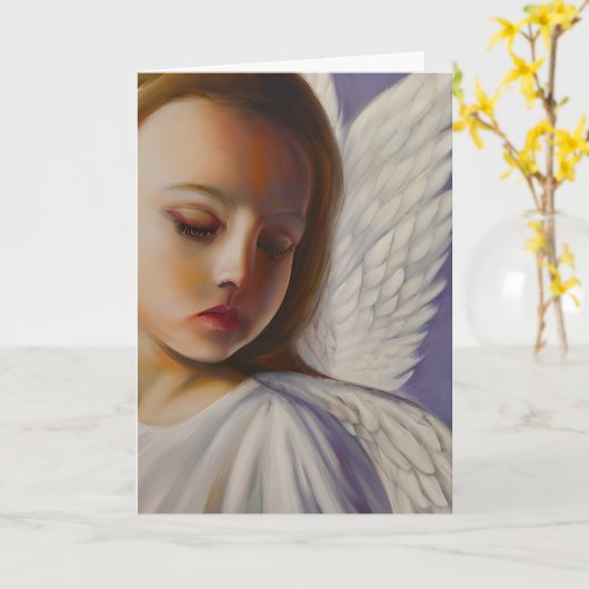 Hübsches Angel-Kind Karte (Gelbe Blume)