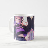 Hübsches Anime-Girl auf Kopfhörern mit Katzenohren Kaffeetasse (Vorderseite Links)