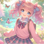 Hübsches Anime-Girl Aufkleber (Vorderseite)