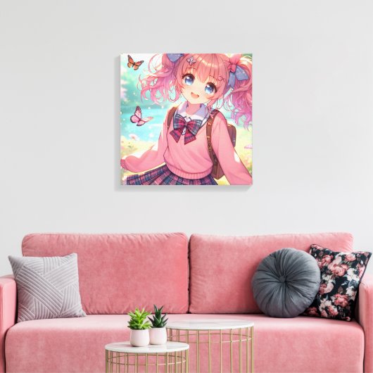Hübsches Anime-Girl Leinwanddruck (Insitu (Wohnzimmer))