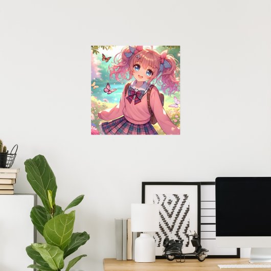 Hübsches Anime-Girl Poster (Heimbüro)