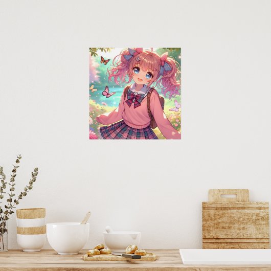 Hübsches Anime-Girl Poster (Küche)