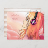 Hübsches Anime-Mädchen bei Sonnenuntergang Postkarte (Vorne/Hinten)