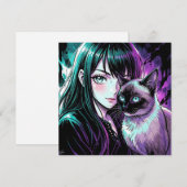 Hübsches Anime-Mädchen und Siamkatze (Vorne/Hinten)