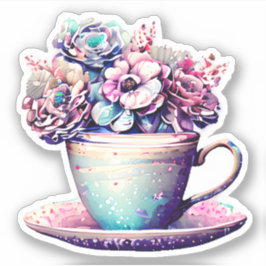 Hübsches antikes Teacup Vintage Blume Aufkleber