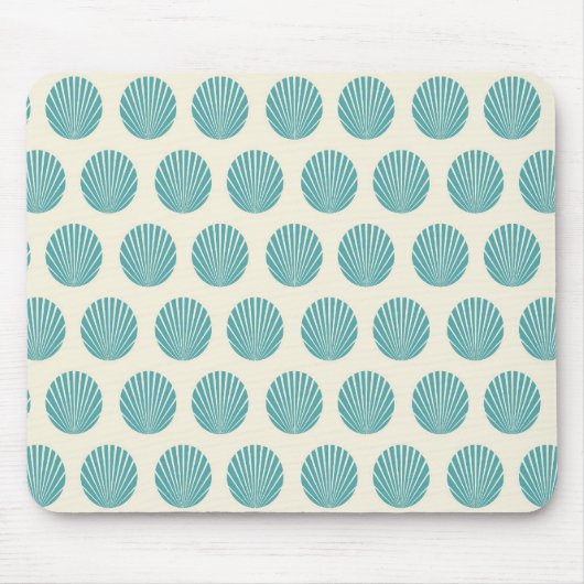 Hübsches Aqua Aquamarin Blue Muschel Beach Muster  Mousepad (Vorne)