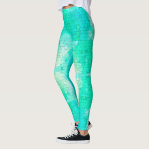 Hübsches Aqua Blue Green Mermaid Mosaikmuster Leggings