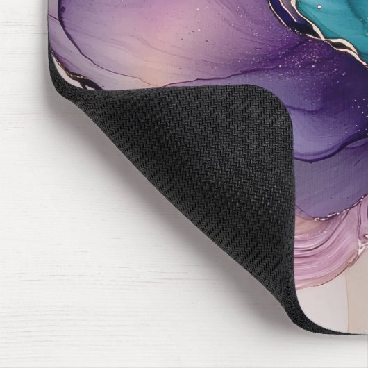Hübsches Aqua Blue Lila Gold Floral Mousepad (Ecke)