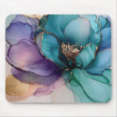 Hübsches Aqua Blue Lila Gold Floral Mousepad (Vorne)