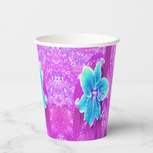 Hübsches Aqua Blue Stargazer Livio Lila Pappbecher (Rückseite)