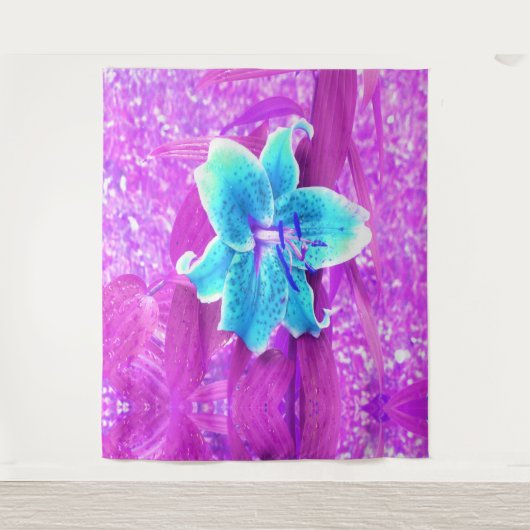 Hübsches Aqua Blue Stargazer Livio Lila Wandteppich (Vorderseite)