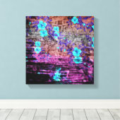 Hübsches Aqua Lila Grau florale Grunge Leinwanddruck (Insitu (Holzboden))