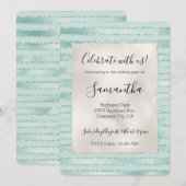 Hübsches Aqua Mint Glitzy Glitzer Einladung (Vorne/Hinten)