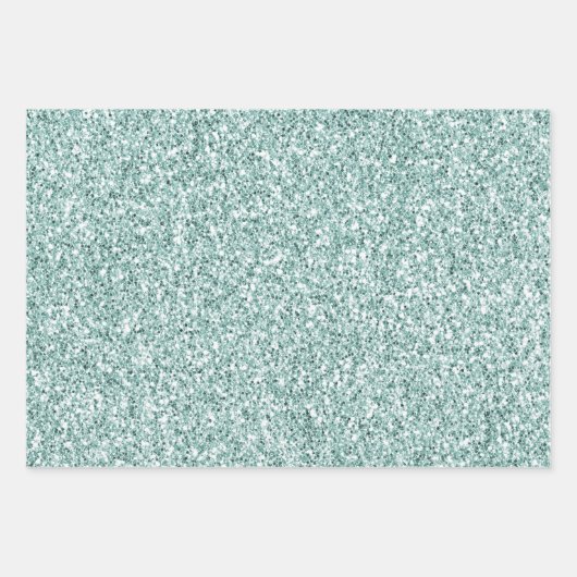 Hübsches Aqua Mint Glitzy Glitzer Geschenkpapier Set (Vorderseite 2)