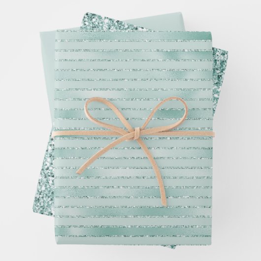 Hübsches Aqua Mint Glitzy Glitzer Geschenkpapier Set (Beispiel)
