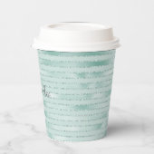 Hübsches Aqua Mint Glitzy Glitzer Pappbecher (Links)