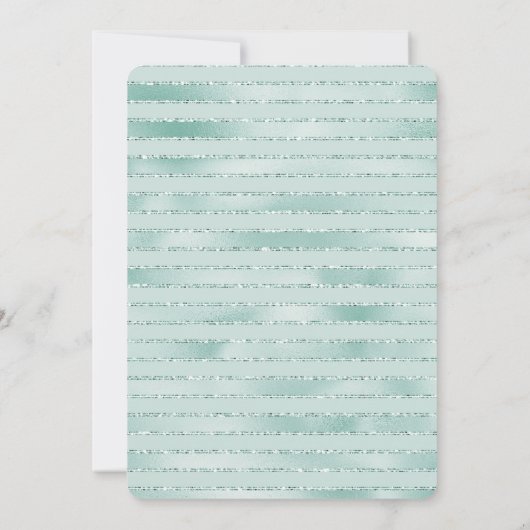 Hübsches Aqua Mint Glitzy Stripes Brautparty Einladung (Rückseite)