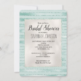 Hübsches Aqua Mint Glitzy Stripes Brautparty Einladung