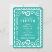 Hübsches Aqua Papel Picado Hochzeitsessen Probe Einladung (Vorderseite)