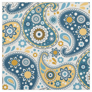Hübsches Aquamarines Aqua- und Gold Paisley-Druck Stoff