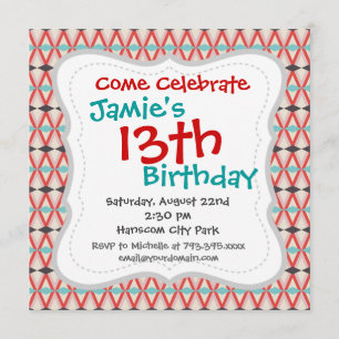 Hübsches Aquamarines Aztec Weving Diamond-Muster Einladung