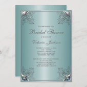 Hübsches Aquamarines blaues Brautparty Einladung (Vorne/Hinten)