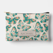 Hübsches Aquamarines Butterfly-Muster Personalisie Zubehörtasche (Vorderseite)