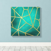 Hübsches Aquamarines Ribbed Mosaik Leinwanddruck (Insitu (Holzboden))