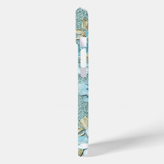 Hübsches Aquamarines türkisfarbenes Blumenmuster Case-Mate iPhone Hülle (Rückseite / Links)