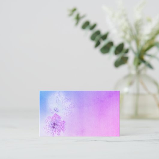 hübsches Aquarellblau und lila Blume Visitenkarte (Stehend Vorderseite)
