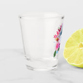 Hübsches Aquarellfarben-Bouquet Monogramm Schnapsglas (Links)