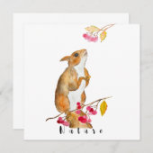 Hübsches Aquarellhörnchen auf einem Zweig mit Beer Einladung (Vorne/Hinten)