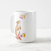 Hübsches Aquarellhörnchen auf einem Zweig mit Beer Kaffeetasse (Vorderseite Links)