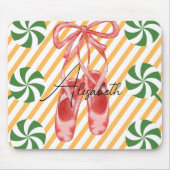 Hübsches Aquarellmonogramm Zuckerrohr Pink Balley Mousepad (Vorne)