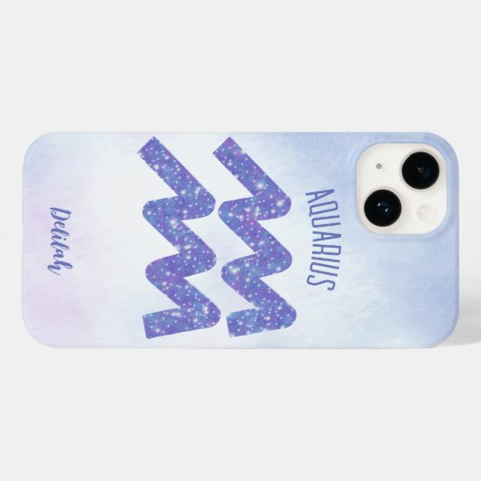 Hübsches Aquarius Astrologie Signieren Personalisi Case-Mate iPhone Hülle (Rückseite (Horizontal))