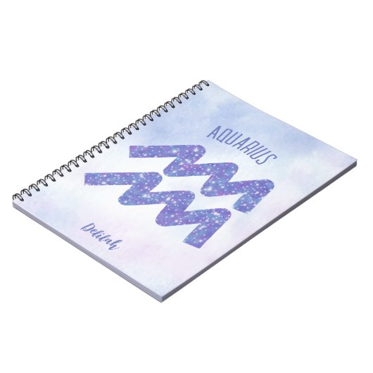 Hübsches Aquarius Astrologie Signieren Personalisi Notizblock (Linke Seite)