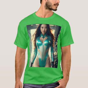 Hübsches asiatisches Cyberpunk-Porträt Coole Kunst T-Shirt