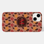 Hübsches ästhetisches Brown Monogram Floral Patter Case-Mate iPhone Hülle (Rückseite (Horizontal))