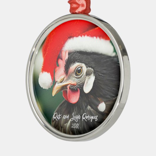 Hübsches Australorp-Hühnchen in der Weihnachtsmann Ornament Aus Metall (Links)