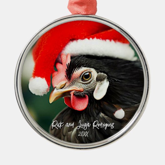 Hübsches Australorp-Hühnchen in der Weihnachtsmann Ornament Aus Metall (Vorne)