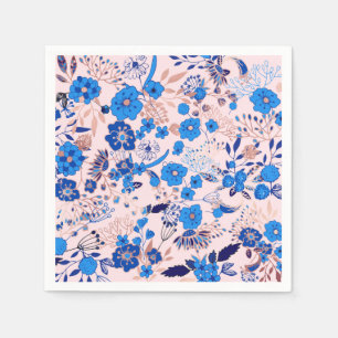 Hübsches azurblaues Blau errötet rosa Serviette