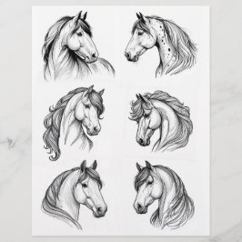 Hübsches B&W Horse Head Line Art Drawing