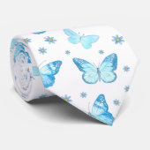 Hübsches Baby Blue Butterfly Blumenmuster Design Krawatte (Gerollt)