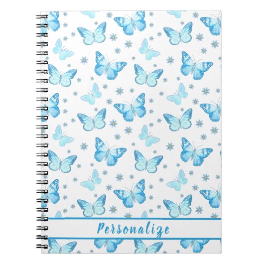 Hübsches Baby Blue Butterfly Blumenmuster Design Notizblock (Vorderseite)