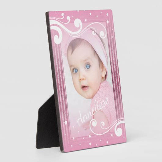 Hübsches Baby Girl-Foto mit Name Fotoplatte (Seite)